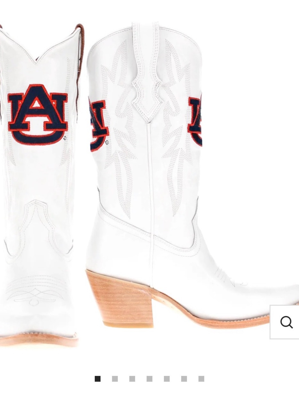 White Women's Cowgirl Boots with Embroidered Team Logo